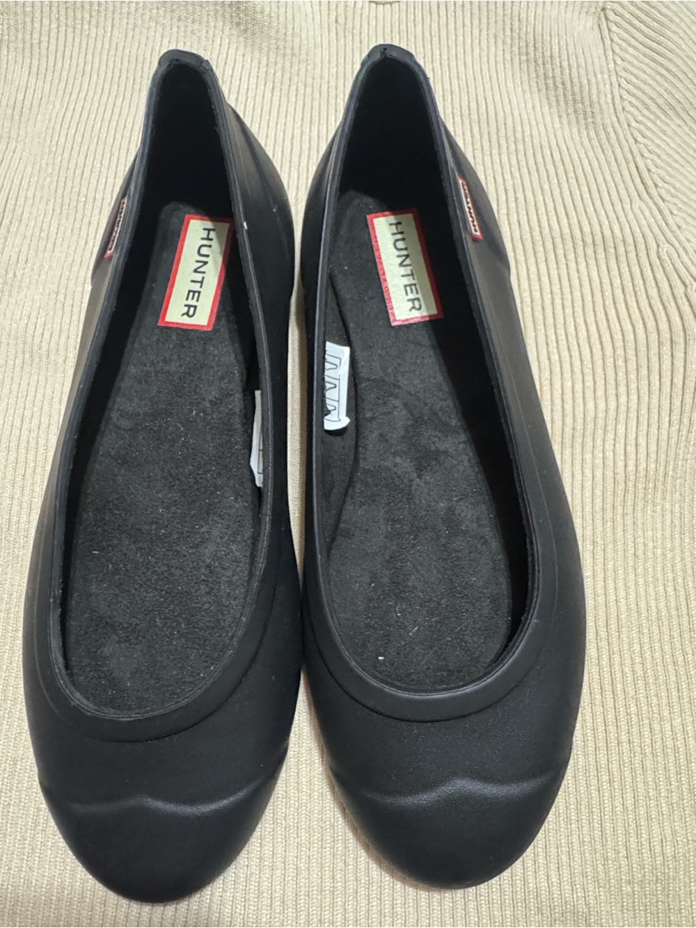 Hunter Black Rubber Ballet Flats